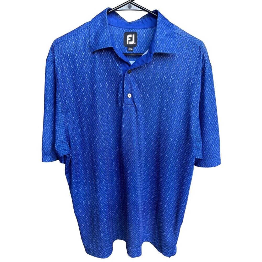 FootJoy FJ Golf Polo Shirt Men’s Large Blue Textured Short Sleeve Performance